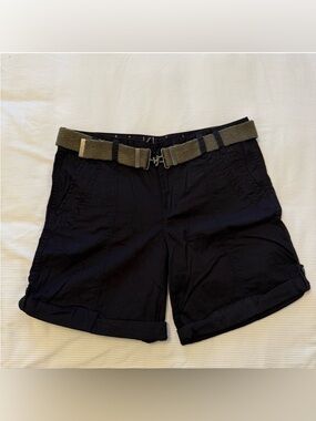 Calvin Klein  Black Roll-Cuff Shorts with  Utility Belt